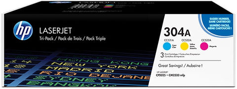 HP 304A (CF340A) Cyan/Magenta/Yellow 3-pack Original LaserJet Toner Cartridges (3 x 2800 Yield)