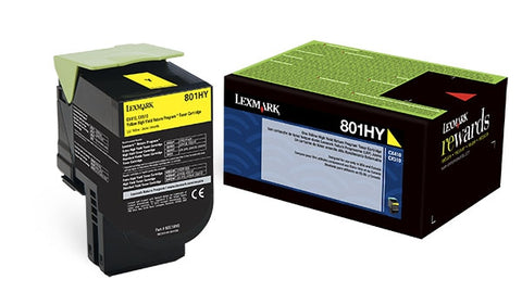 Lexmark (801HY) High Yield Yellow Return Program Toner Cartridge (3000 Yield)
