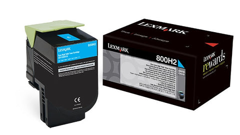 Lexmark (800H2) High Yield Cyan Toner Cartridge (3000 Yield)